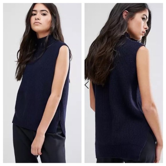 YMC Merino Wool Roll Neck Knit Tank Top - Picture 1 of 12